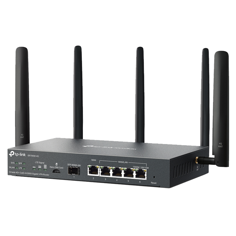 TP-LINK ER706W-4G Omada 4G+ Cat6 AX3000 Gigabit VPN Router