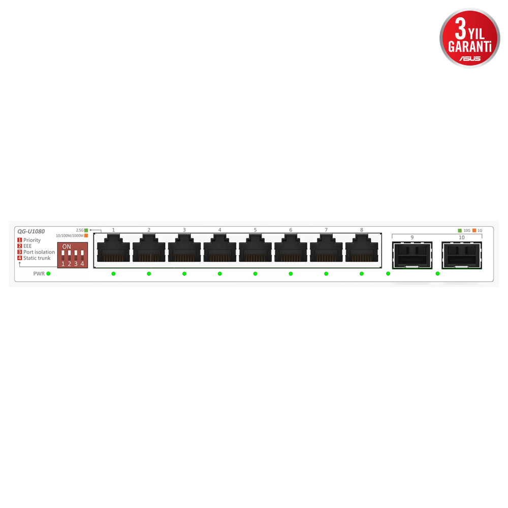 ASUS QG-U1080 10Port 10/100/1000/10000 Mbps Yönetilemez Switch