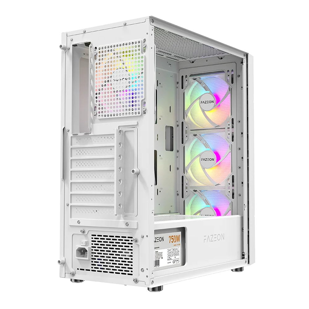 FAZEON F11 750W 80+ Bronze Tempered Glass Mesh 4x RGB Fanlı Beyaz ATX Bilgisayar Kasası