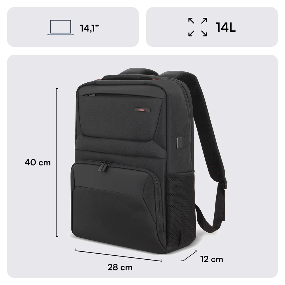 MACK MCC-804 14.1 Business X Notebook Siyah Sırt Çantası