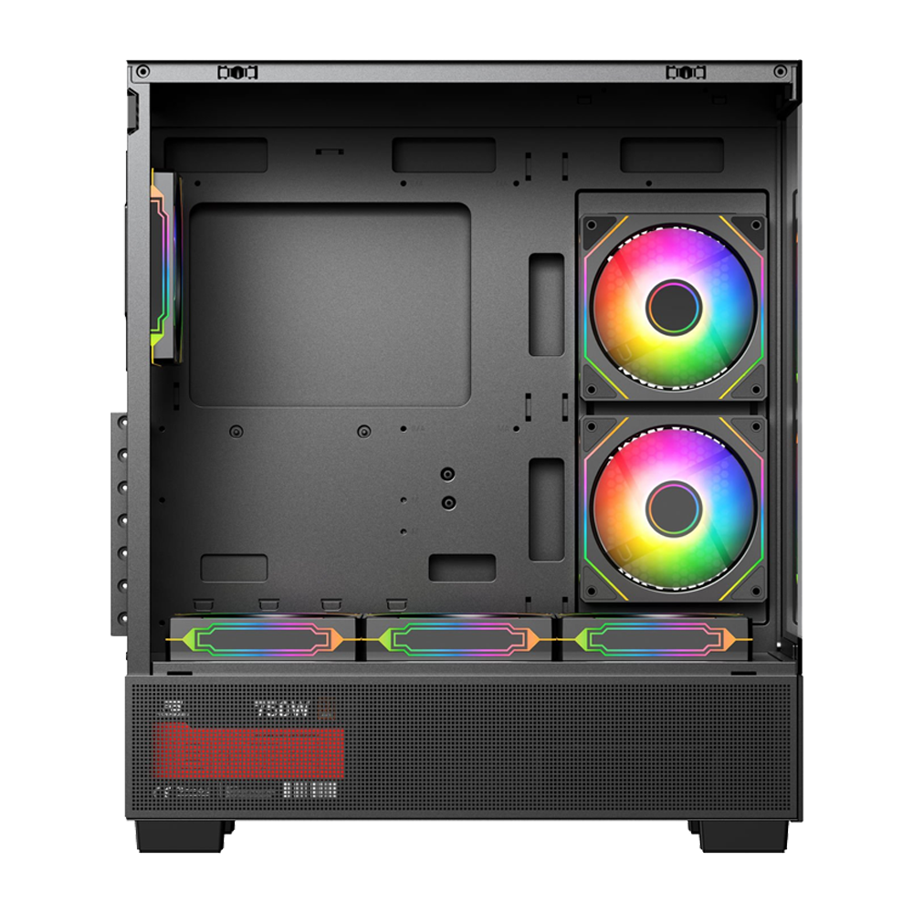PowerBoost PB-PBE6075B 750W 80+ Bronze 6*12cm ARGB Fanlı USB 3.0 ATX Mid Tower Siyah Gaming Kasa