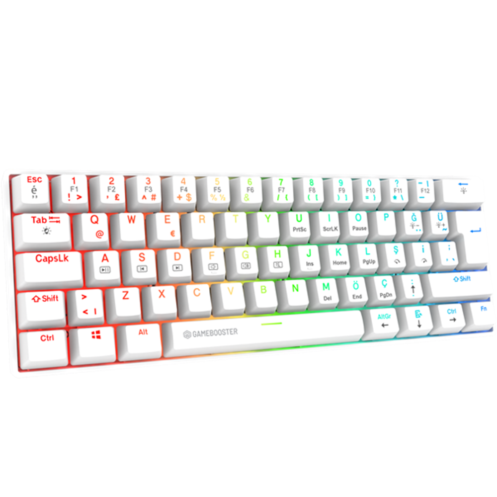 GameBooster Syma Blue Switch RGB Beyaz Mekanik Kablolu Gaming Klavye