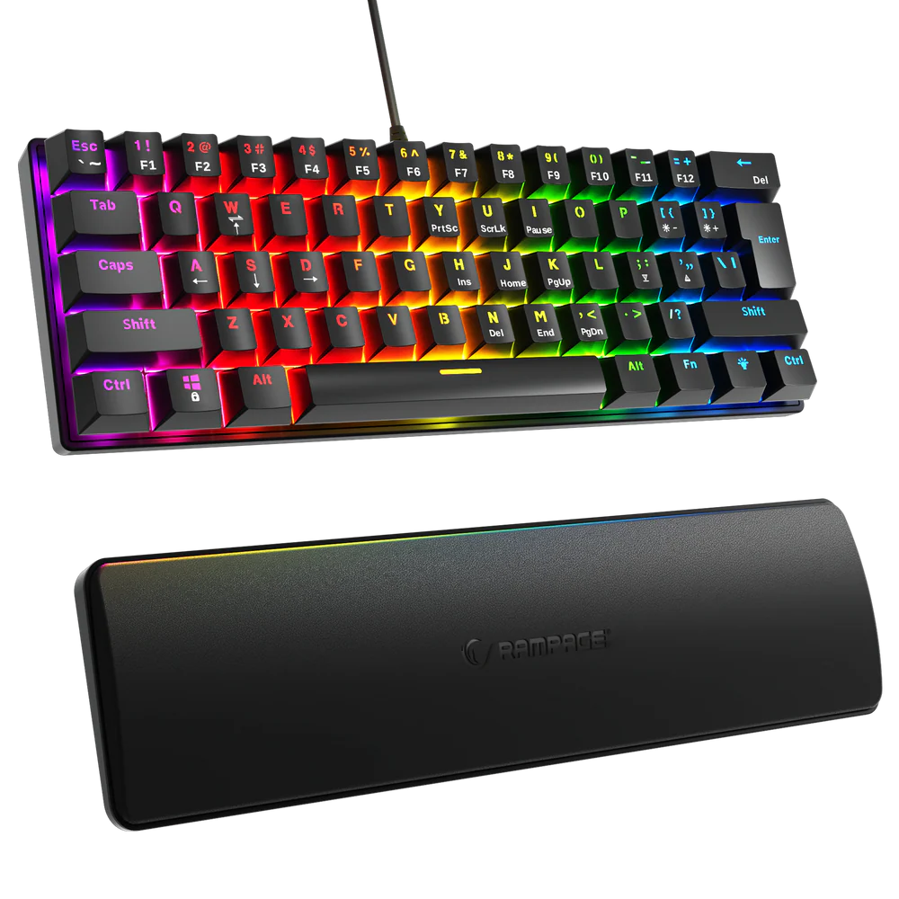Rampage PLOWER K60 Blue Switch RGB İngilizce Kablolu Gaming Klavye