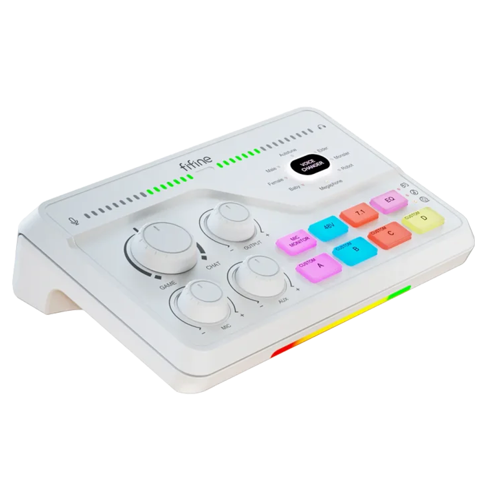 FIFINE Ampligame SC8 USB Beyaz Oyuncu Ses Mikseri