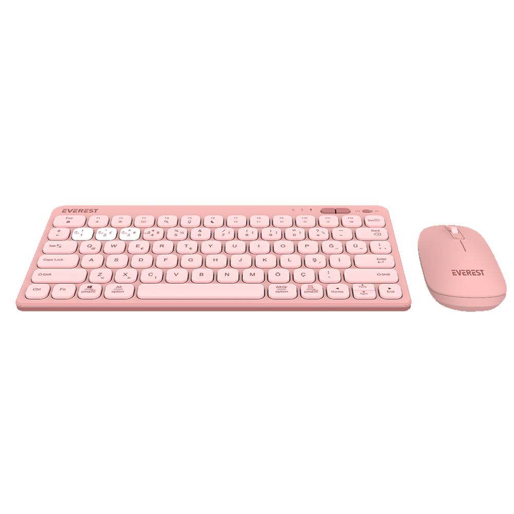 Everest KM-BT903 LUMI Pembe Kablosuz Klavye Mouse Set