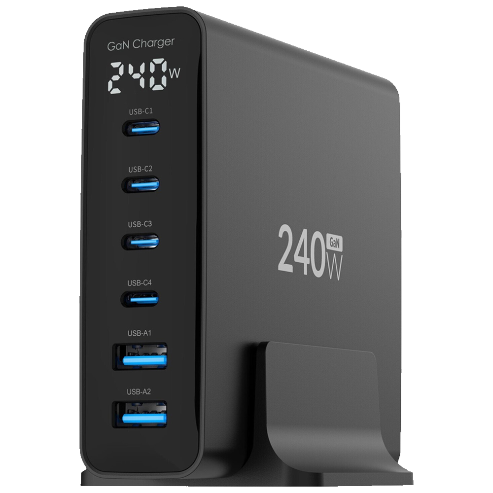 Juo 240W GaN PD 3.1 4 Type-C + 2 USB-A iPhone & MacBook & Laptop Uyumlu Şarj Aleti