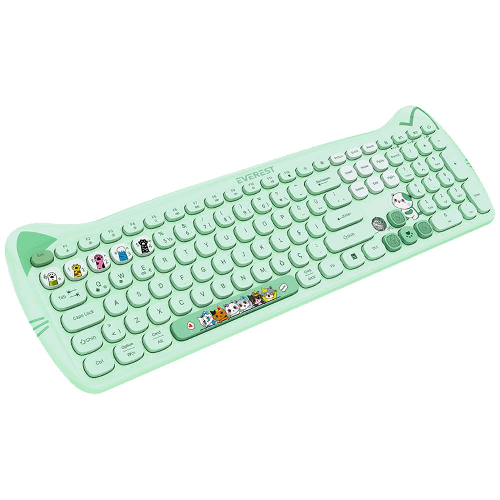 Everest KM-6283 CATTY Yeşil Kablosuz Klavye Mouse Set