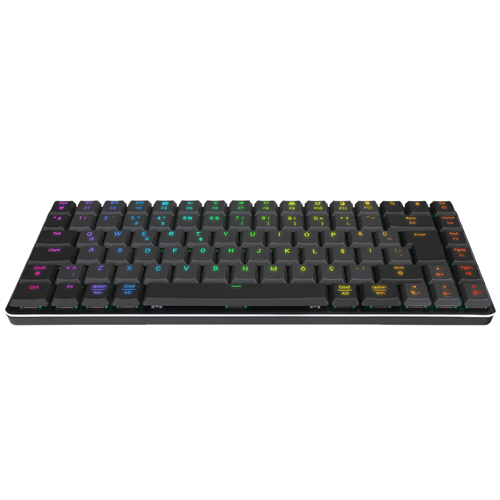 Rampage W-GRANITE Blue Switch RGB Siyah/Gri Kablosuz Gaming Klavye