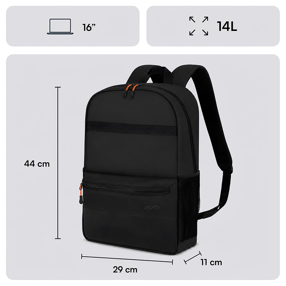 MACK Pax Line 16" Siyah Notebook Sırt Çantası