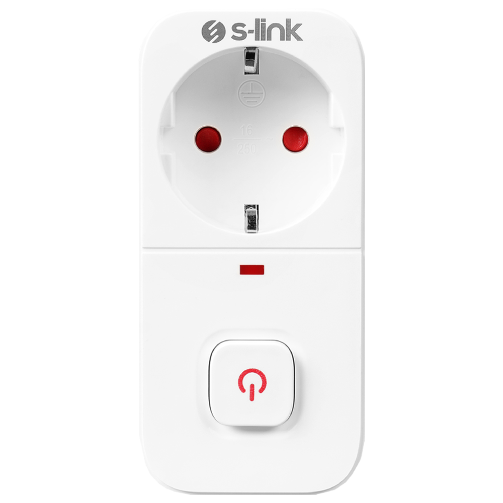 S-link SL-010 16A/250V 750 Joule Tekli Anahtarlı Akım Korumalı Priz