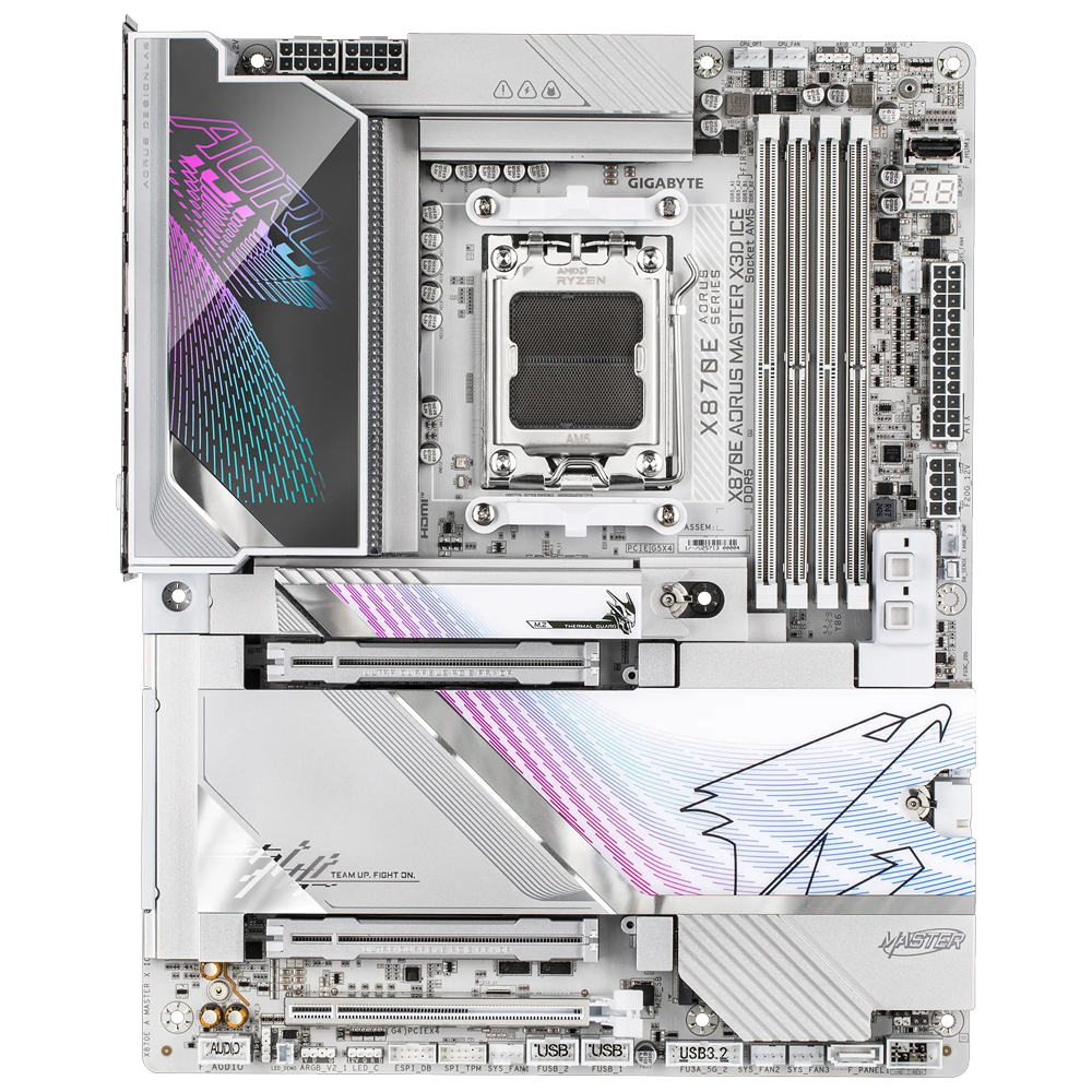 GIGABYTE X870E AORUS Master X3D ICE 9000MHz(OC) DDR5 Soket AM5 M.2 HDMI ATX Anakart