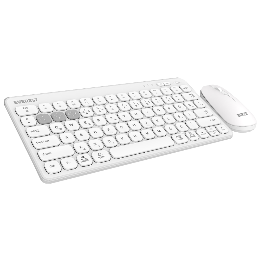 Everest KM-BT903 LUMI Beyaz Kablosuz Klavye Mouse Set