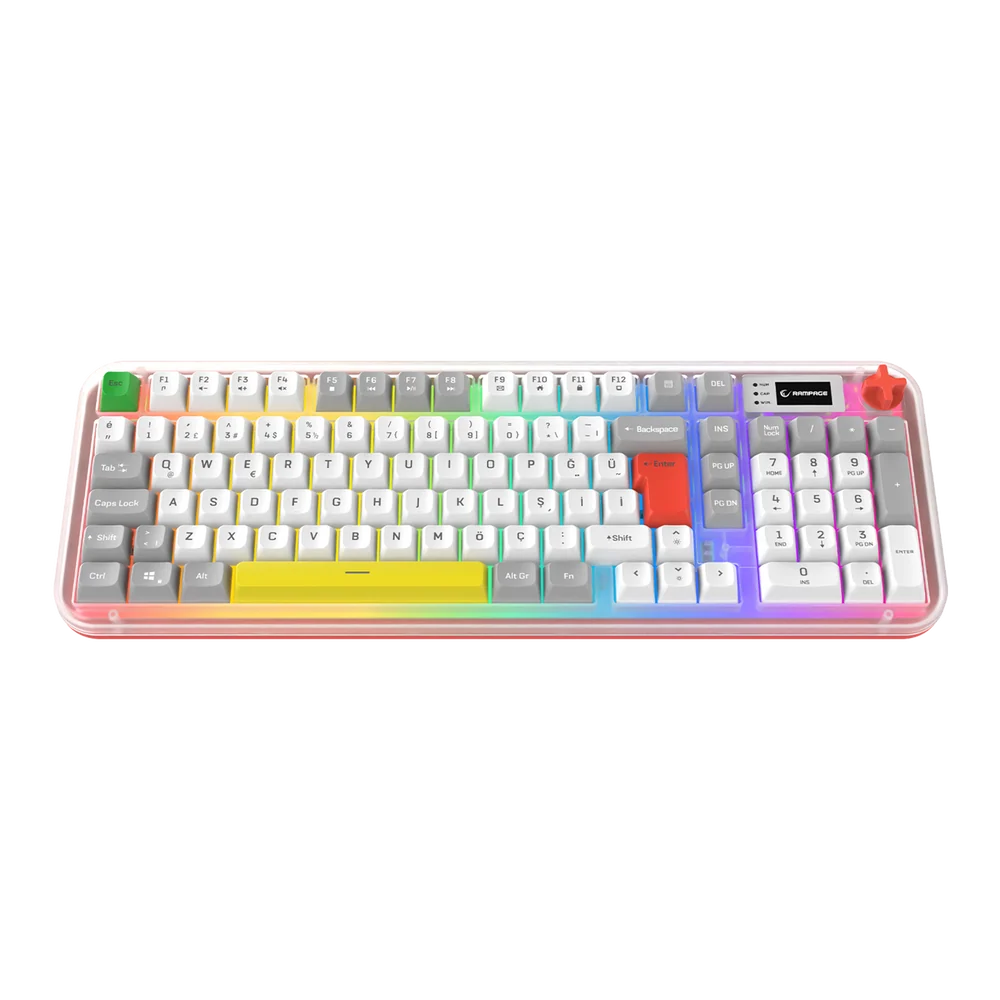 Rampage REFLECT 99 Membrane RGB Beyaz/Gri Türkçe Kablolu Gaming Klavye