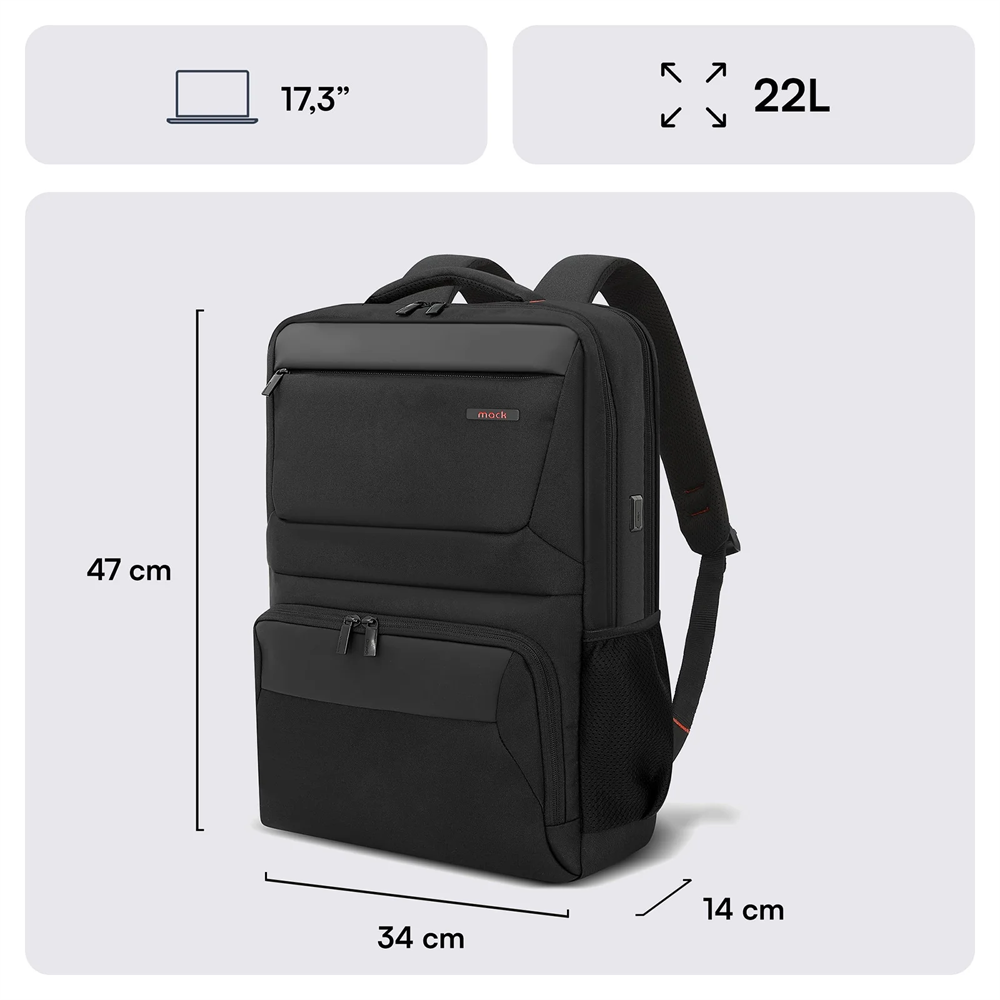 MACK MCC-807 18 Business X Notebook Siyah Sırt Çantası