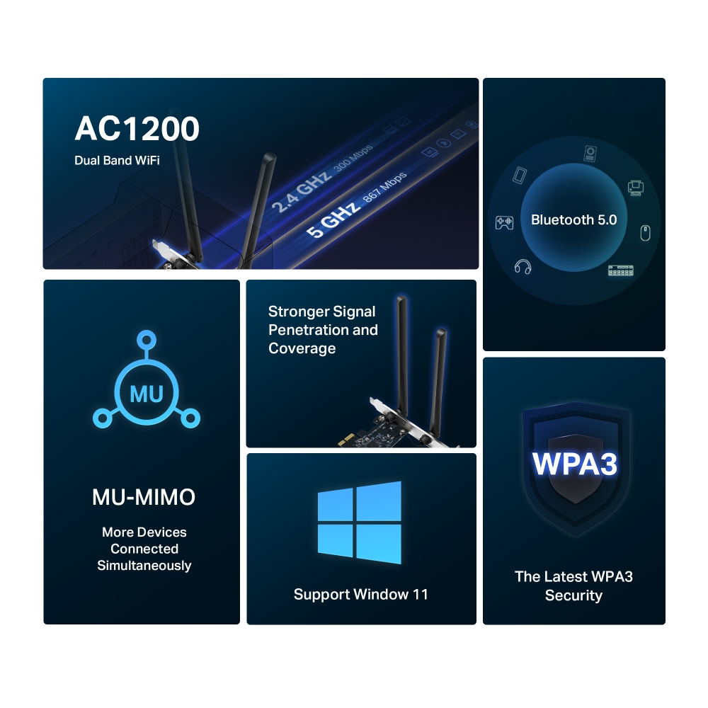 Mercusys MA30E AC1200 Bluetooth PCI-E Adaptör