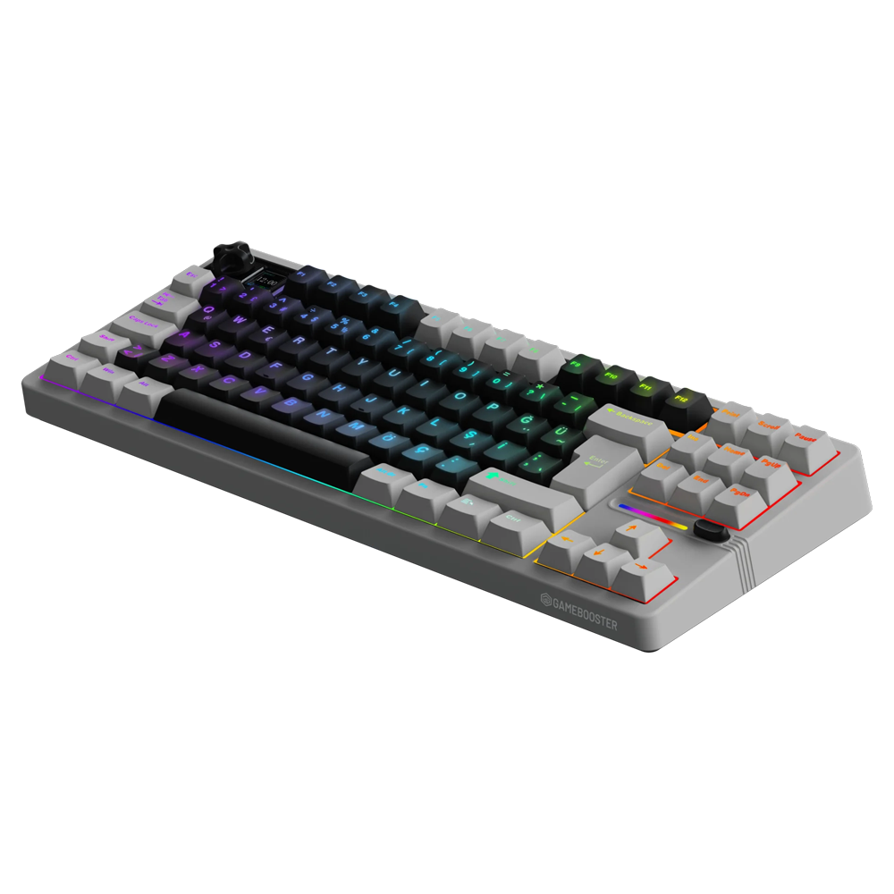 GameBooster Lynra Oil Switch Hot-Swap PBT Keycaps RGB LCD Gri Mekanik Kablosuz Gaming Klavye