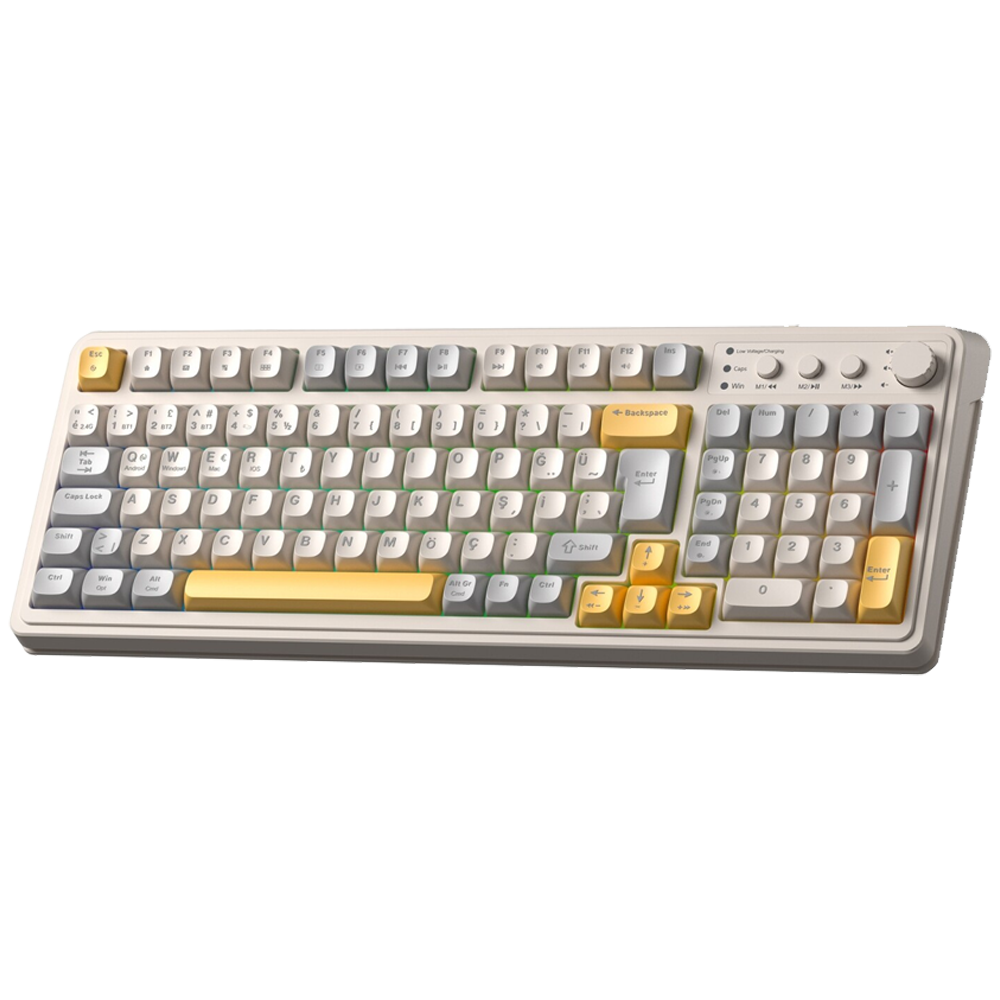 Aula S99 Retro RGB Sarı Kablosuz Gaming Klavye