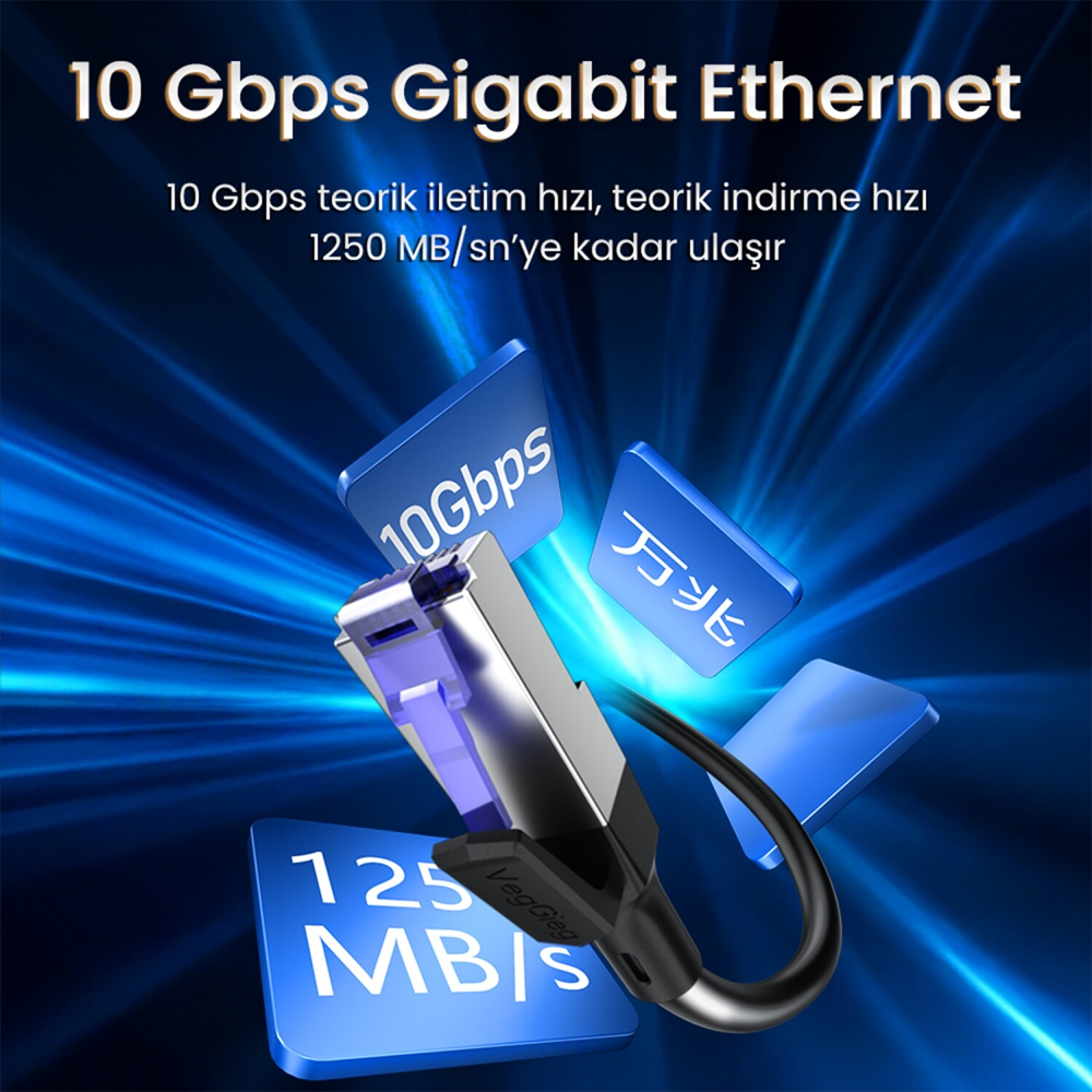 VegGieg CAT7 10Gbps FTP RJ45 Ethernet Kablosu 1.5 Metre