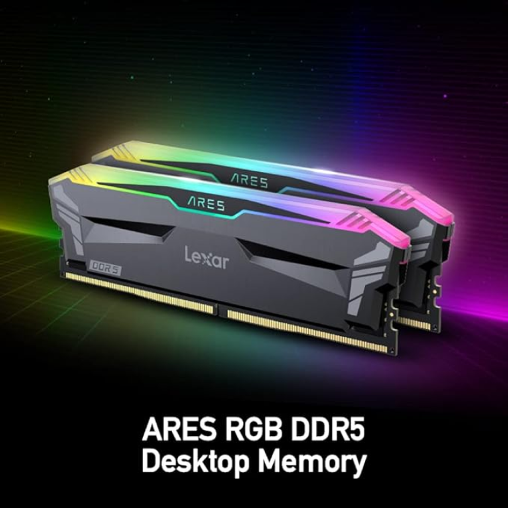 Lexar 32GB (2x16GB) ARES RGB 6400MHz CL32 XMP/EXPO DDR5 Siyah Dual Kit Ram
