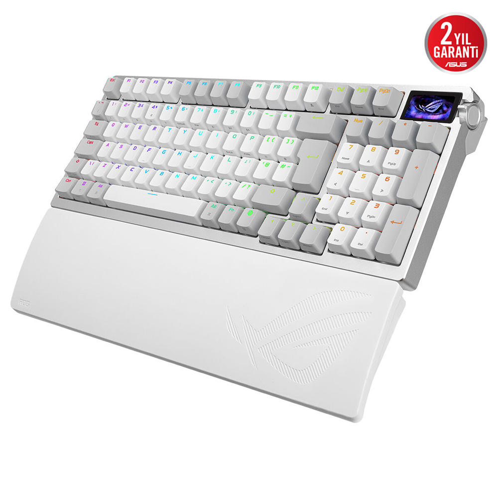 ASUS ROG AZOTH 96 HE ROG HFX V2 Manyetik Switch Kablosuz Türkçe RGB Beyaz Mekanik Gaming Klavye