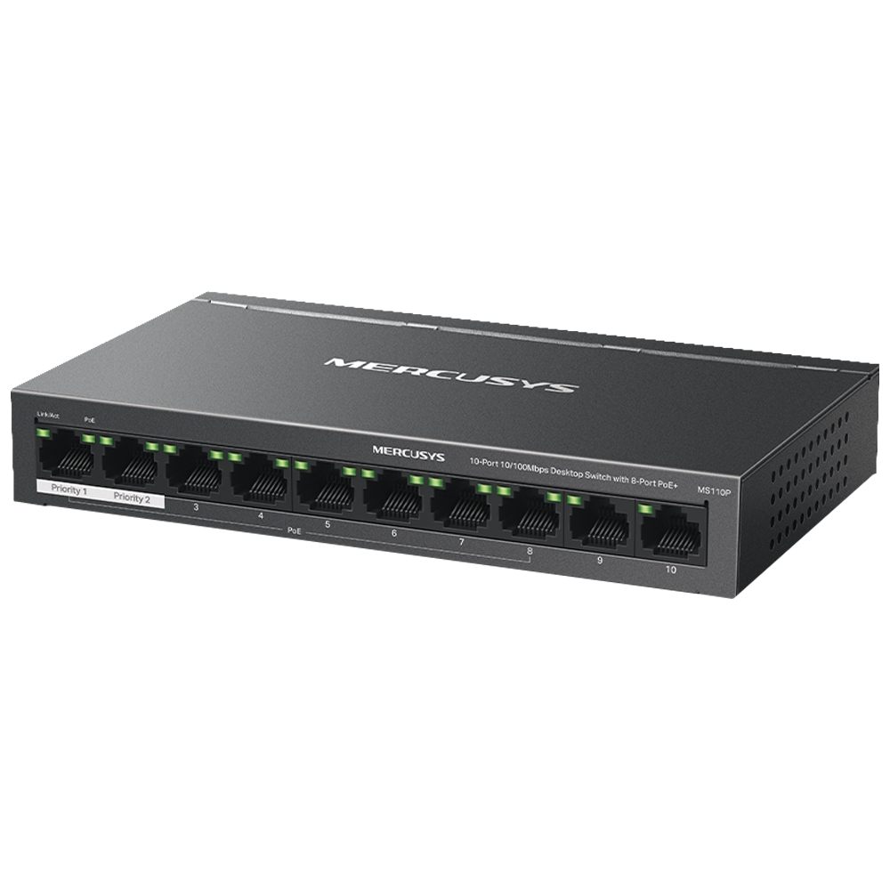 Mercusys MS108GP 8-Port PoE 10 Port 10/100 Mbps Masaüstü Switch