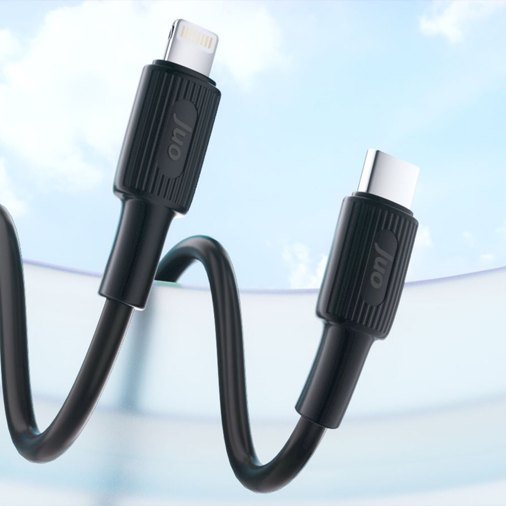 Juo 27W Type-C Lightning İphone İpad Silikon Siyah Data Ve Hızlı Şarj Kablosu 2 Metre
