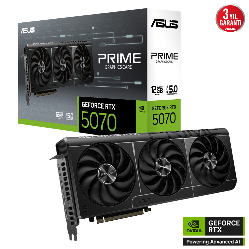 ASUS PRIME GeForce RTX 5070 12GB GDDR7 DLSS 4 192 Bit Ekran Kartı