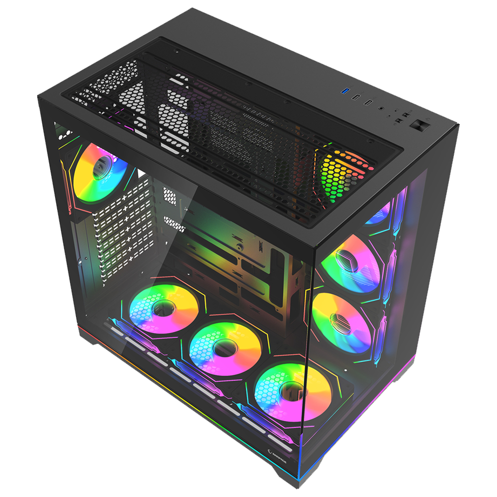 Rampage KAIZER Tempered Glass 7*12cm ARGB Kumandalı Siyah ATX Gaming Kasa