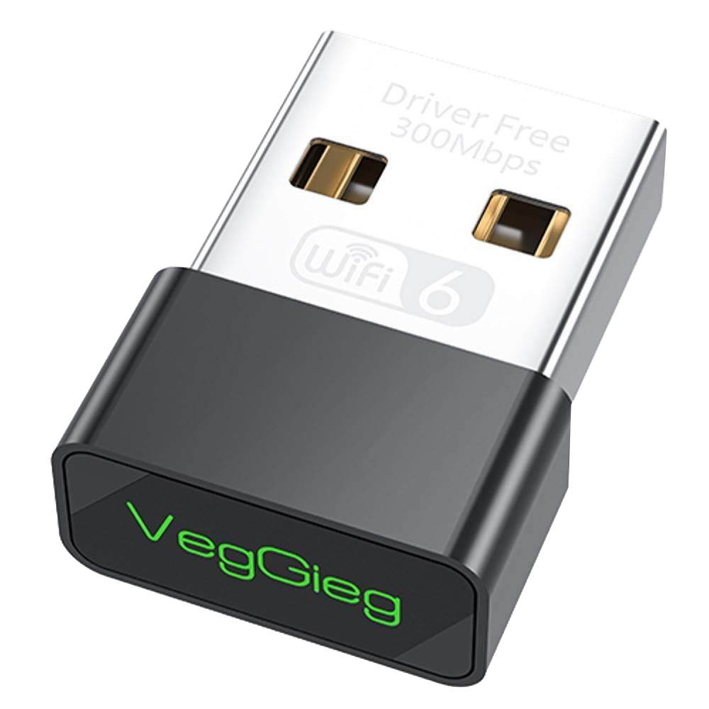 VegGieg 300 Mbps Wifi 6 Çift Bant Kablosuz Alıcı Verici Nano USB Adaptör