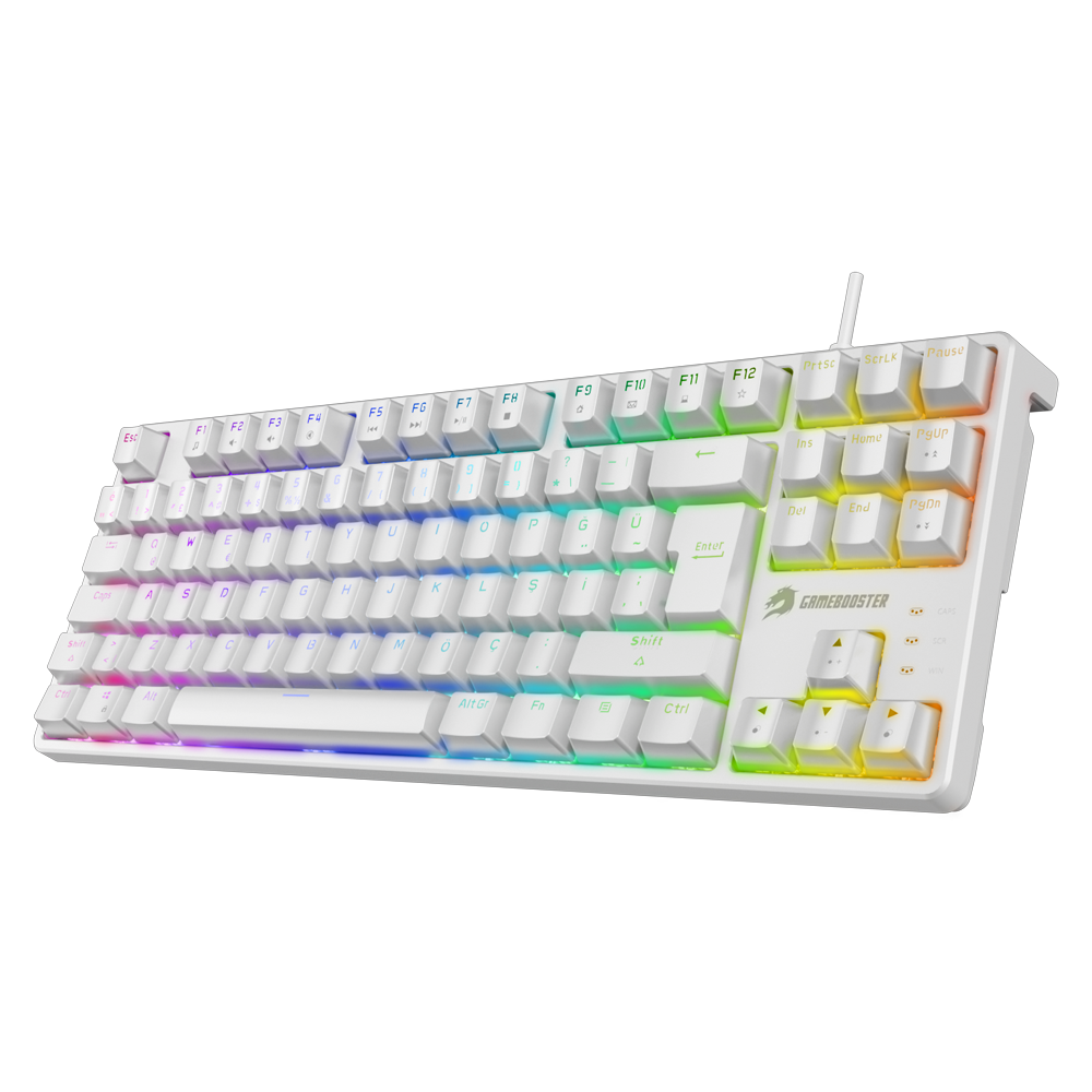 GameBooster G23W Enigma TKL Rainbow Aydınlatmalı Red Switch Beyaz Mekanik Gaming Klavye