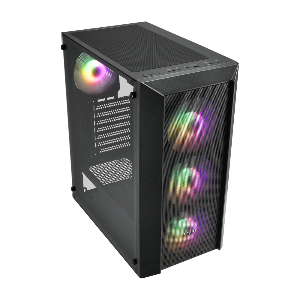 FSP CMT318 Tempered Glass USB 3.0 Tempered Glass Rainbow E-ATX Kasa + FSP 750W PSU