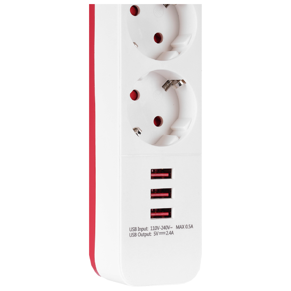 S-link SPG403U 1.5m 1.5mm Bakır 750 Joule USB 4 lü Anahtarlı Akım Korumalı Priz