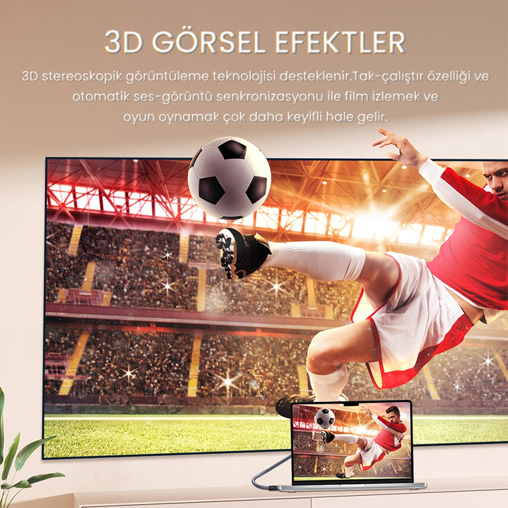 VegGieg 8K 60Hz 4K 240Hz Displayport HDMI Dönüştürücü Kablo 2 Metre