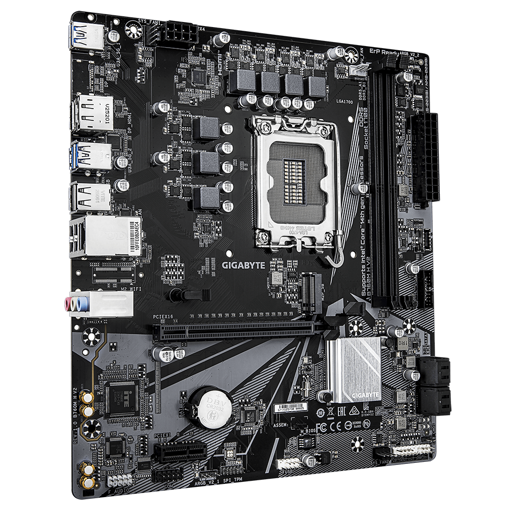 GIGABYTE B760M H V2 8000MHz(OC) DDR5 LGA 1700 M.2 HDMI DP mATX Anakart