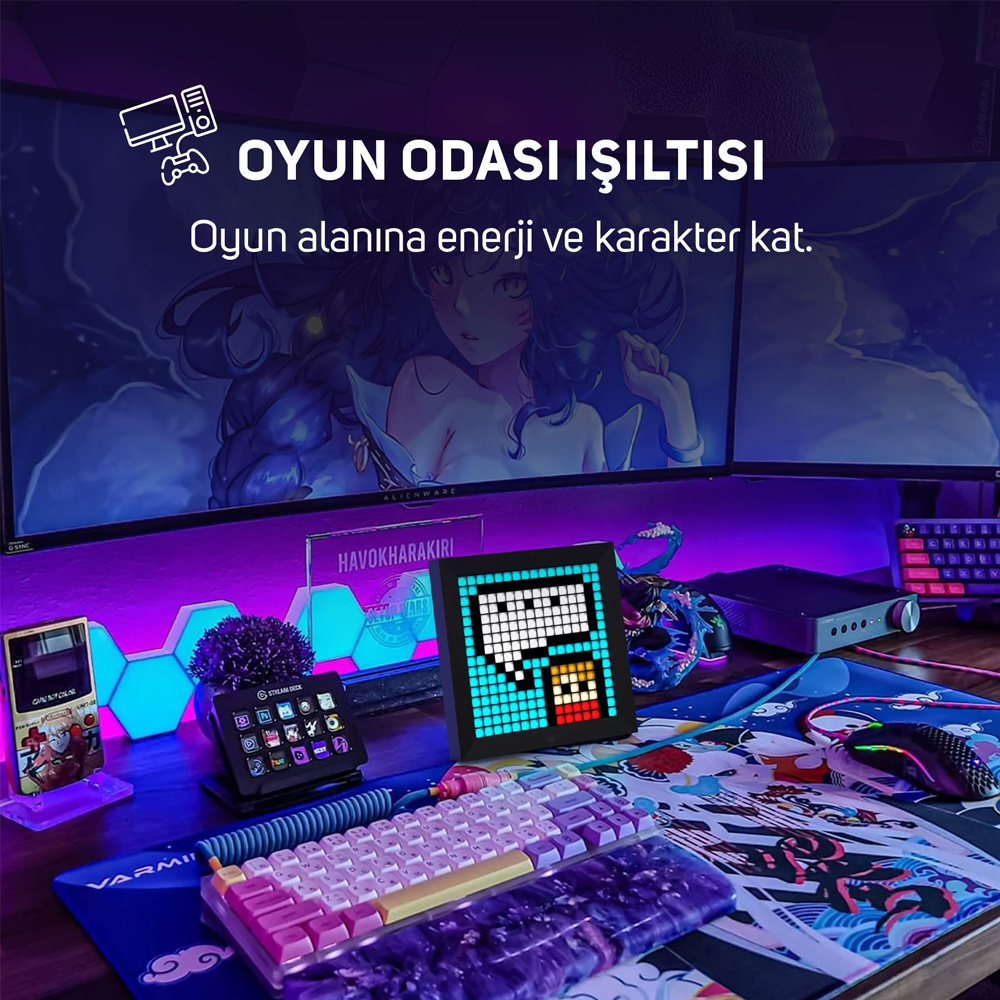 Divoom Pixoo App Kontrollü Animasyonlu Gaming 16x16 Piksel LED Ekran Resim Çerçevesi