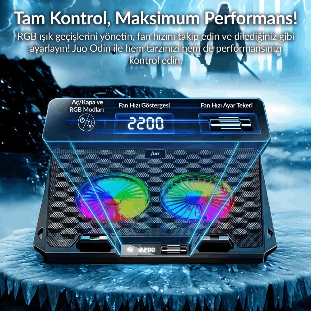 Juo Odin 2'li RGB Fanlı LED Notebook Soğutucu Standı