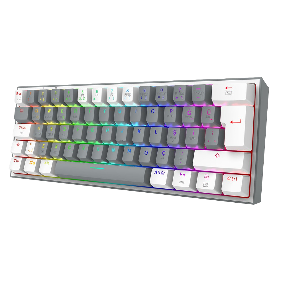 Redragon K616 Fizz Pro Red Switch Kablosuz Gri Beyaz Gaming Klavye