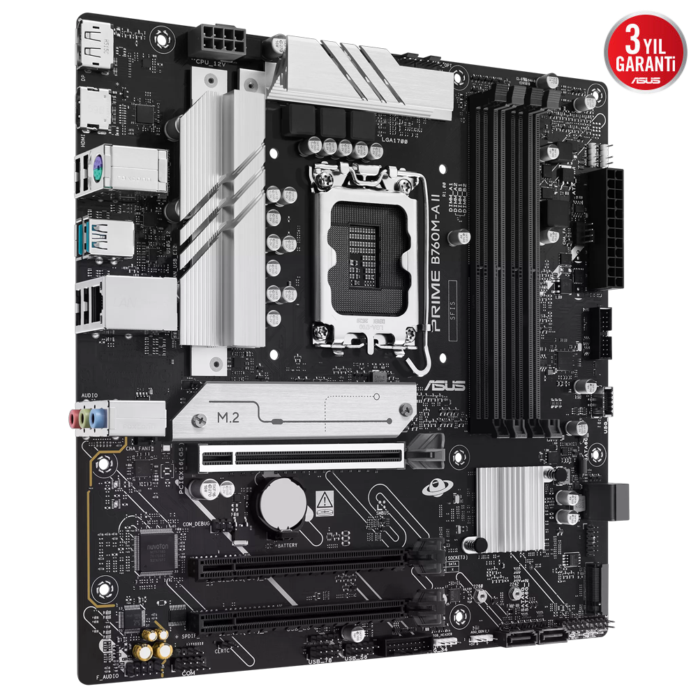 ASUS PRIME B760M-A II CSM 7200MHz(OC) DDR5 Soket 1700 M.2 HDMI DP mATX Anakart