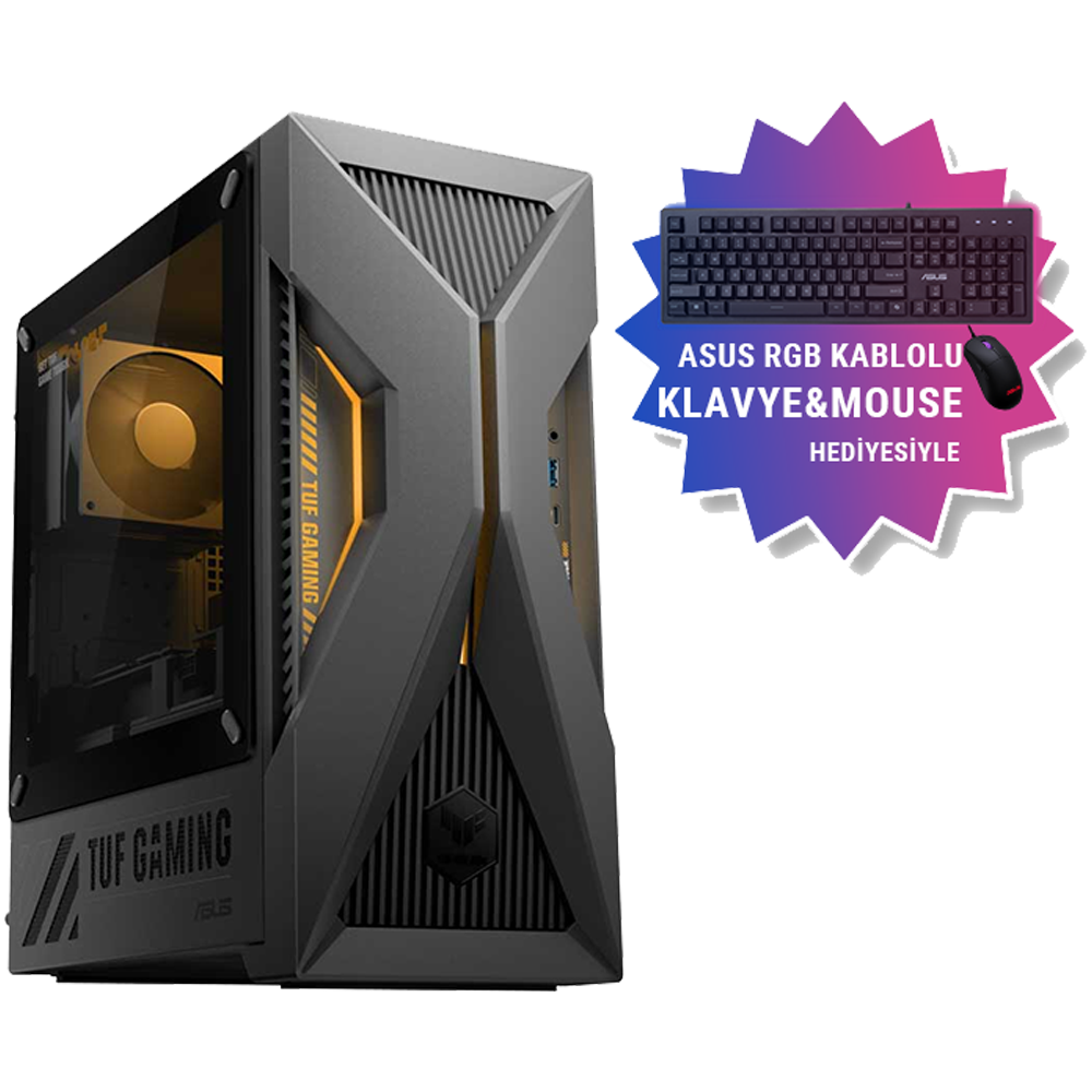 ASUS TUF GAMING T500MV i5-13420H 16GB DDR5 512GB SSD RTX 5060 8GB GDDR7 330W(80+ Platinum 660W) PSU FreeDos Masaüstü Gaming Bilgisayar