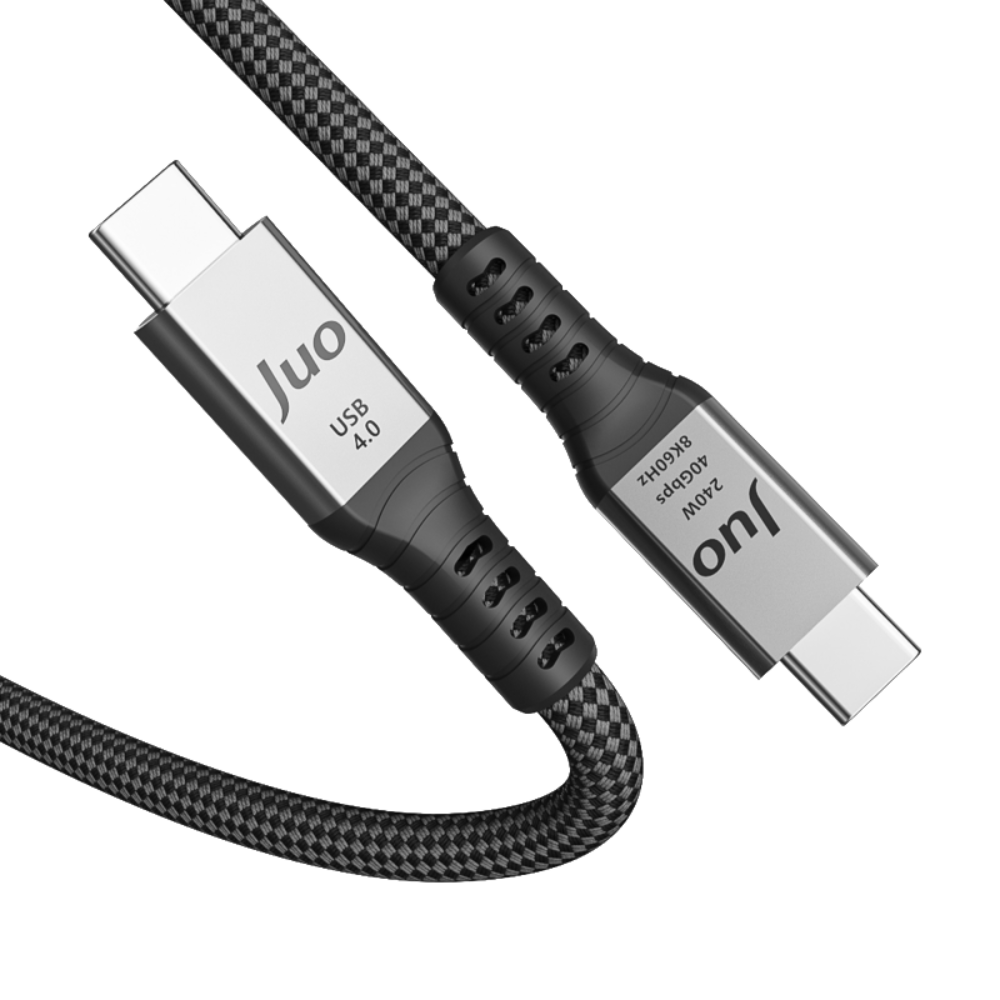 Juo USB 4.0 240W 40Gbps Thunderbolt 4 8K 60Hz USB-C Görüntü Aktarım ve Type-C 2 Metre Hızlı Şarj ve Data Kablosu 