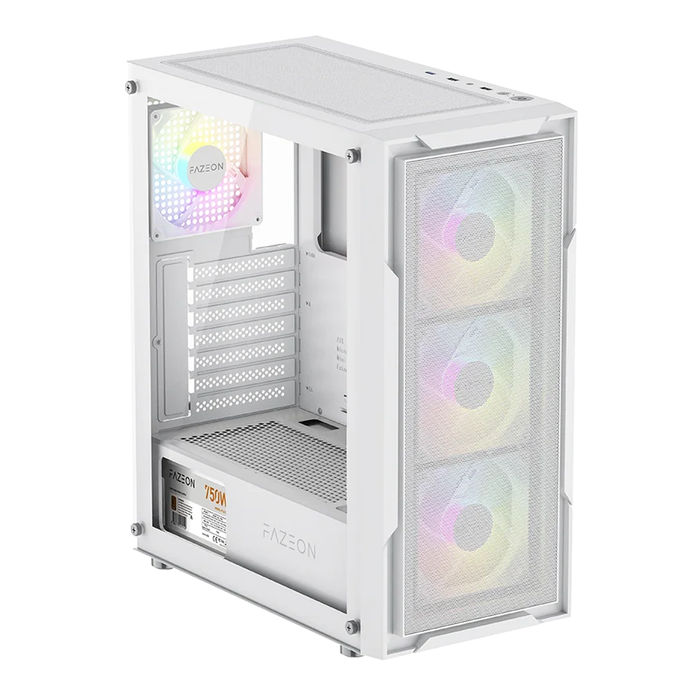 FAZEON F11 750W 80+ Bronze Tempered Glass Mesh 4x RGB Fanlı Beyaz ATX Bilgisayar Kasası