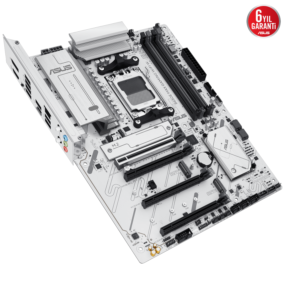 ASUS B650E MAX GAMING WIFI WHITE 8000MHz (OC) DDR5 Soket AM5 M.2 HDMI DP ATX Anakart