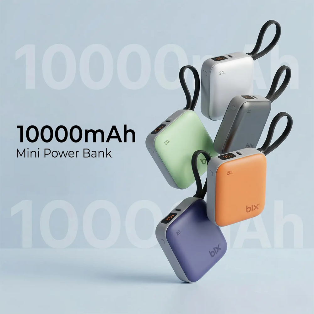 BIX PB119 20W 10000mAH USB-C Cep Boyu Taşınabilir Deniz Mavisi Hızlı Şarj Powerbank