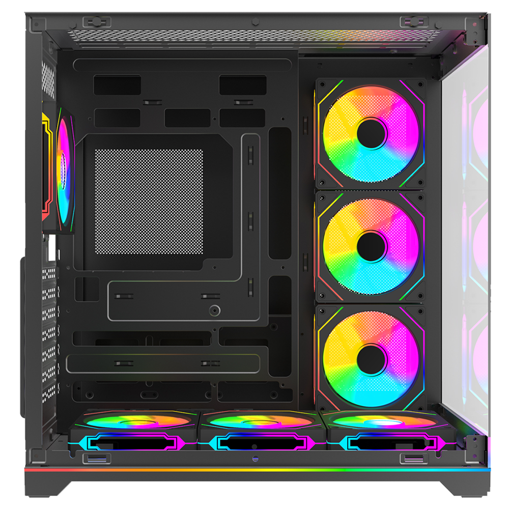 Rampage KAIZER Tempered Glass 7*12cm ARGB Kumandalı Siyah ATX Gaming Kasa