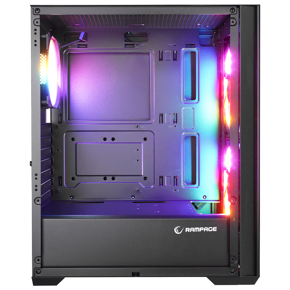 RAMPAGE GYRA V1 650W 80+ Bronze Tempered Glass USB 3.0 USB-C Rainbow ATX Siyah Kasa