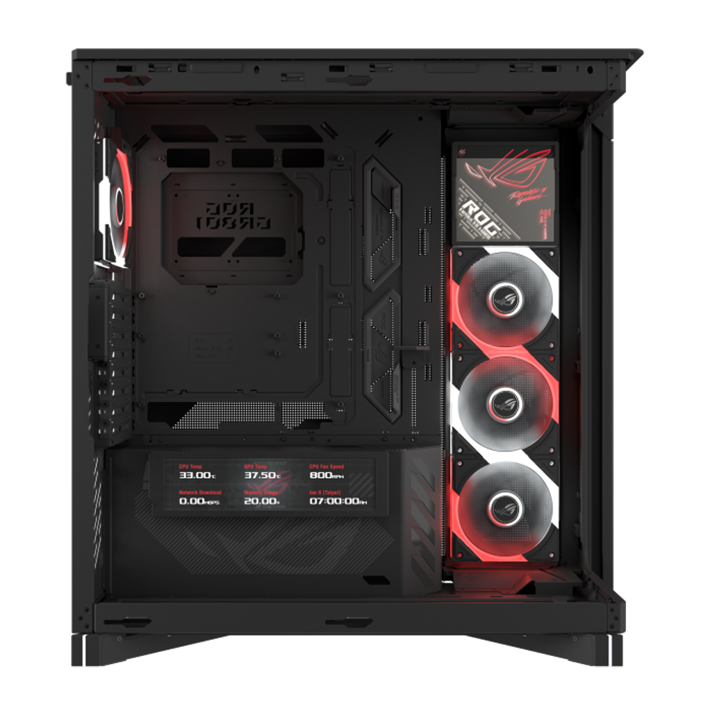 ASUS ROG CRONOX GR801 Curve Tempered Glass USB 3.2 ARGB LCD Ekranlı Siyah ATX Mid Tower Kasa