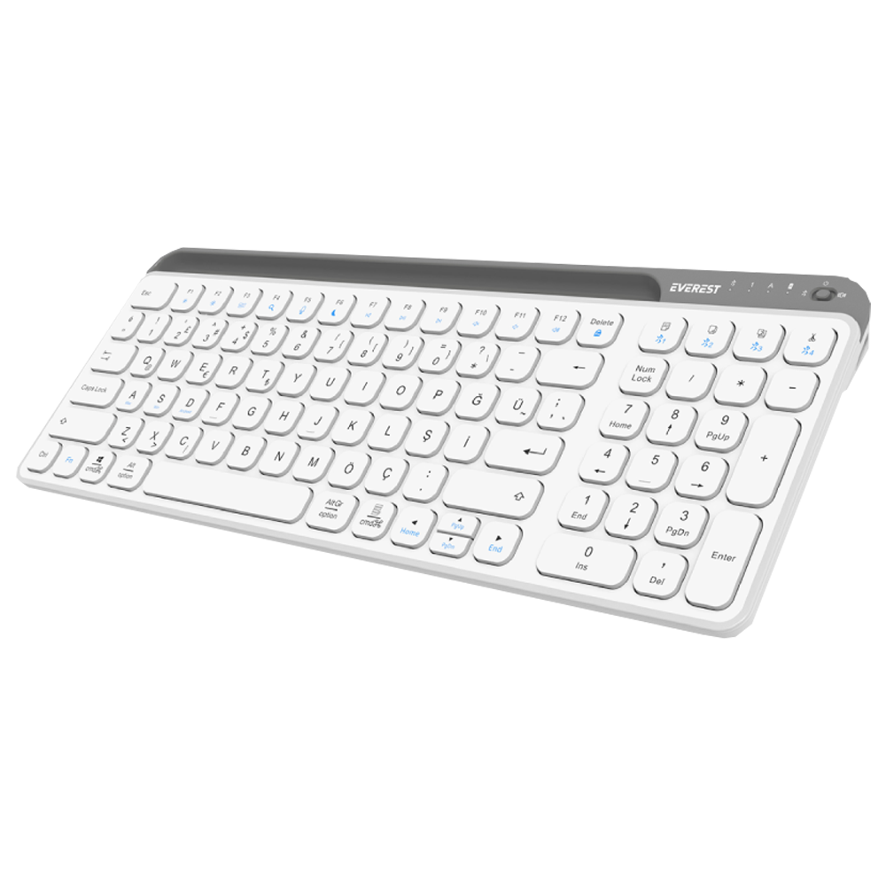 Everest KB-BT90 Beyaz/Gri Kablosuz Klavye