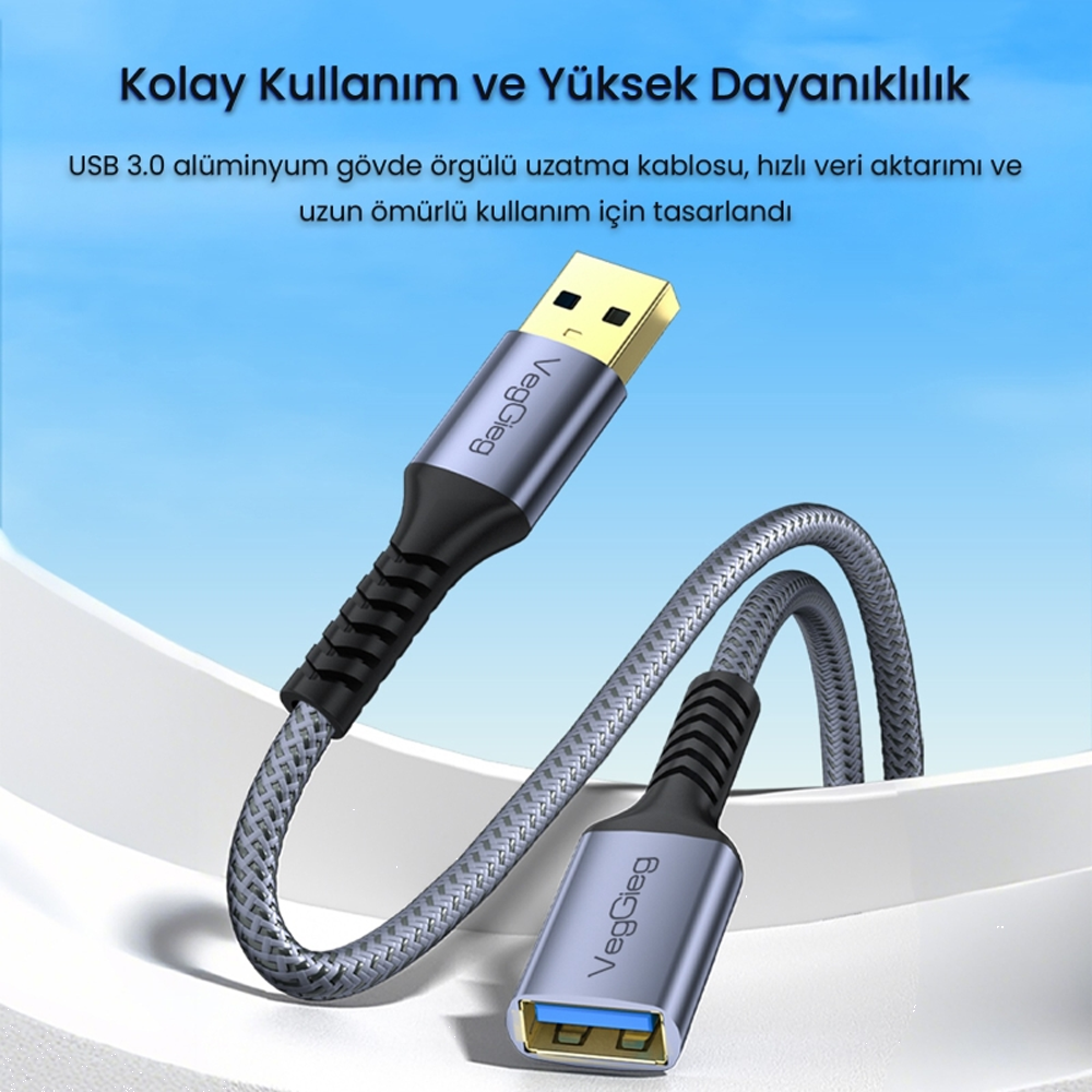VegGieg USB 3.0 Uzatma Kablosu 2 Metre