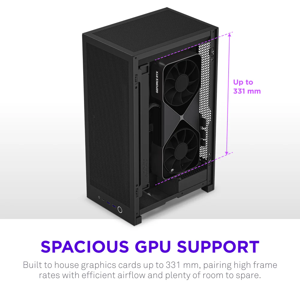 NZXT H2 Flow USB 3.2 USB-C Siyah Mini ITX Kasa