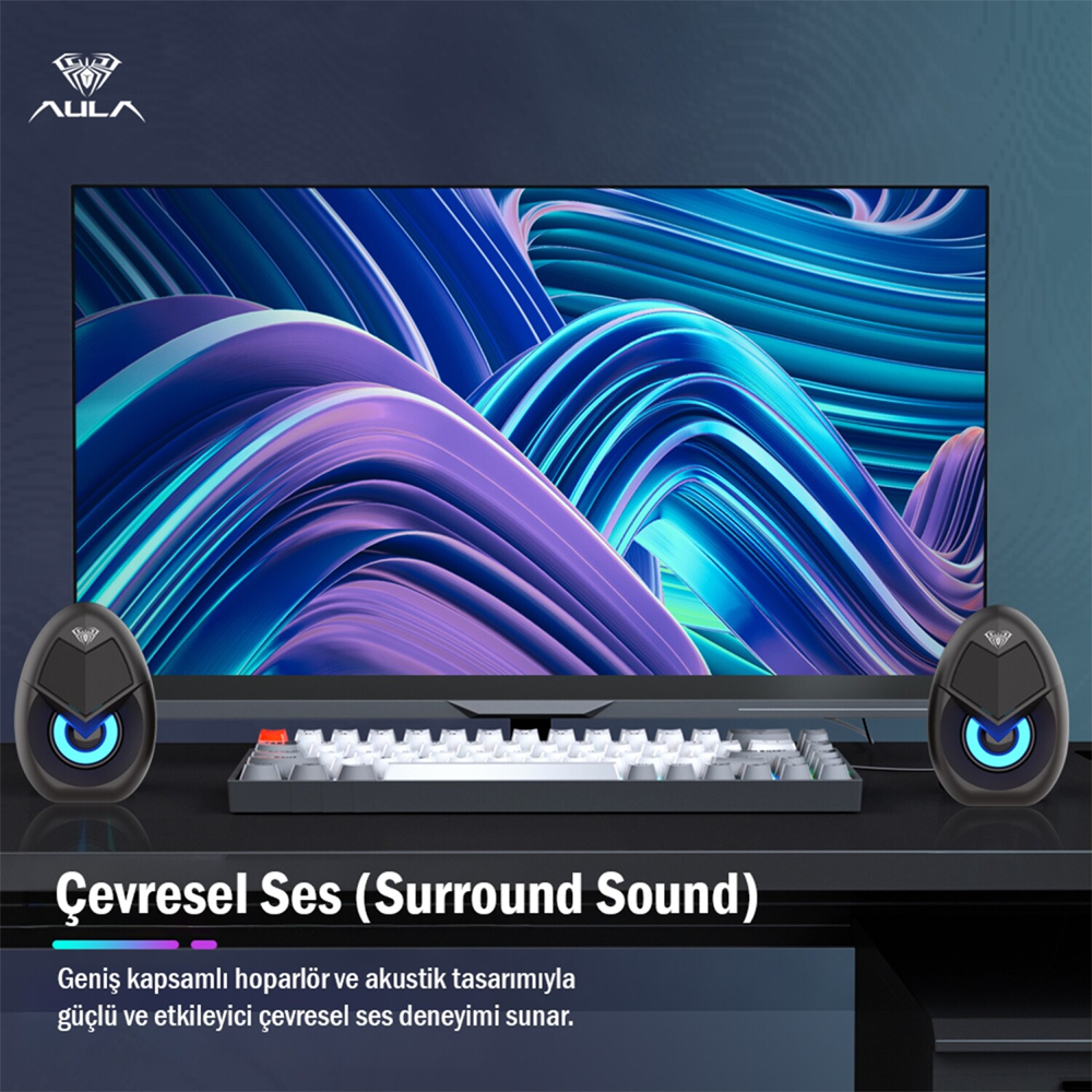 Aula N-69 2*3W RGB Siyah Gaming Hoparlör
